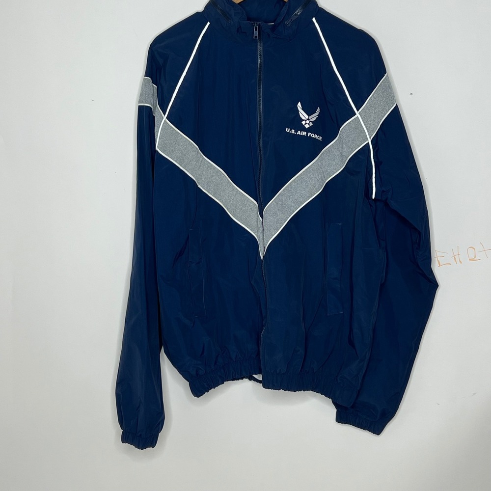 US Air Force PTU Jacket Large Long Navy Blue Skillcraft Zip Up Athletic Mens